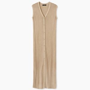 Sleeveless Tan Maxi Duster Cardigan